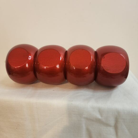Set of 4 Red Gold Gem Napkin Rings with Box Made in India Holiday Table Deco - Picture 9 of 15